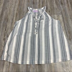 Faded Glory White Gray High Neck Tank Size Medium